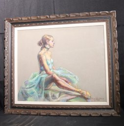 Ballerina At Rest Portrait Pastel Framed Artwork By Fiora B Giffuni PSA