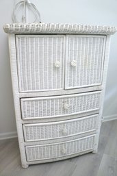 Vintage White Wicker Armoire Cabinet Perfect For Summer Decorating