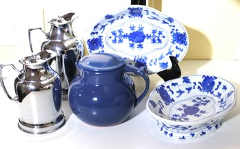 Zhuang Zhou Blue & White Arts & Crafts Bowls, Includes Wear-Brite Nickel Silver Milk & Cream And More.