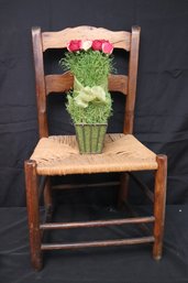 Vintage Toddler Size Woven Rush Chair