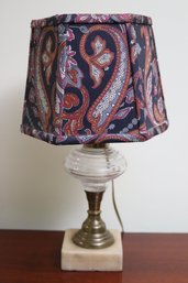 Cute Little Vintage Glass Oil Table Lamp Conversion With A Fun Custom Paisley Shade