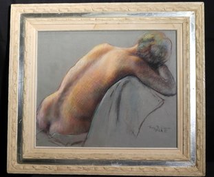 Framed Nude Portrait Pastel Framed Artwork By Fiora B Giffuni PSA Approx. 32 W X 28 Inches In The Frame.