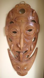 Incredible Oversized Carved Wooden Wall Mask From Papua New Guinea Almost 4 Feet Tall!