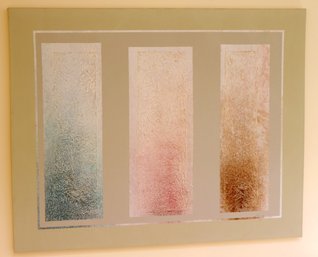 Retro Triptych Style Mixed Media Signed Artwork