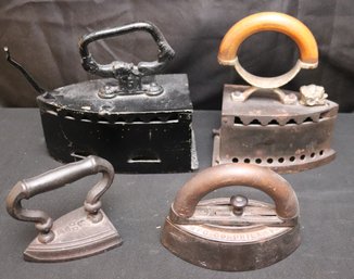 Three Antique Irons Made By Enterprise Manufacturing Company, Philadelphia And Others In Assorted Sizes