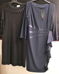 Molly Design Black Dress With Beaded Neckline M, And J Ribkoff  Dress