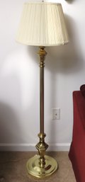 Traditional Brass Finished Floor Lamp With A Pleated Shade