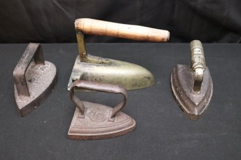 Four Smaller Antique Irons, In Sizes 5- 6.5