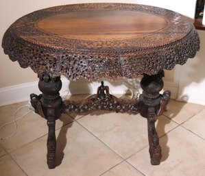 Fabulous 19 Th Century Anglo Indian Finely Carved Rosewood Side Table