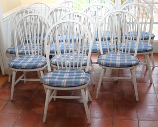 12 White Farm House Style Spindle Oval Back Dining Chairs