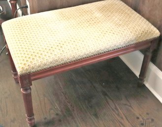 Small Upholstered Bench With Wooden Frame And French Louis XVI Style Leg.