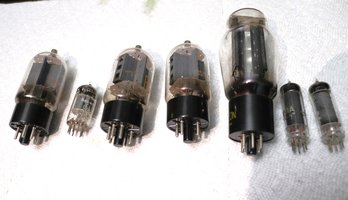 Vintage Tube Bulbs. Includes RCA Radiotron Includes 3 6dq6a, Sylvania 6 Ds5, Electronic Tube Aq5a, Amorae