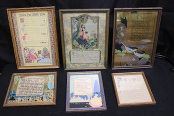 Six Early 20 Th Century Prince Of Mother Poetry In Assorted Frames And Sizes.