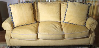 Contemporary Custom Sofa By Mason Art NY With A Textured Linen Fabric And Piping Along The Edges From D&