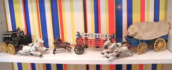Cast Metal Toys Includes A Wagon & Fire Truck