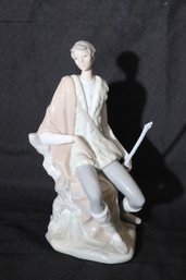 Lladro Glazed Porcelain Shepherd Figurine, Retired.
