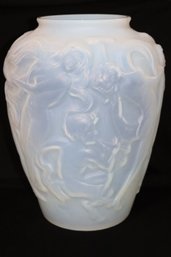 Antique Pilgrim, Phoenix, Art Glass Vase With The Scene Of Naked Dancing Women