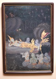 Nieman Marcus Galleries A Tempura Painting Of A Reclining Buddha From Ching Mai Thailand, Circa 1850.