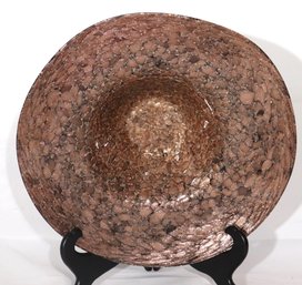 Vintage Large Black Art Glass Bowl With Orange Specks.