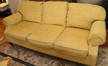 Contemporary Custom Sofa By Mason Art NY With A Textured Linen Fabric/piping Along The Edges