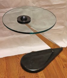 Contemporary Modern Glass Side Table On Granite Base