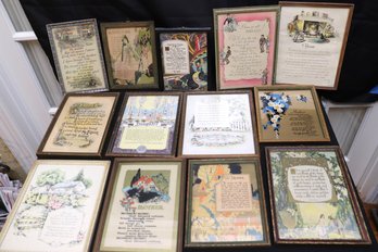 Lot Of 13 Framed Mother Poems From The 1920s And 30s.