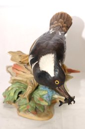 Boehm Porcelain Figurine Of Hooded Merganser Bird With Fish