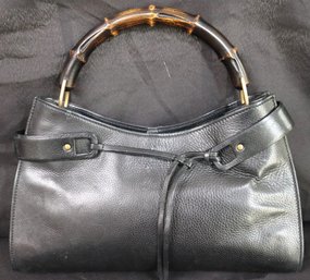 Gucci Black Handbag With Bamboo Style Handle