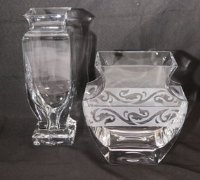 Crystal Vase By Corba, Italy And Tall, Elegant Crystal Vase.
