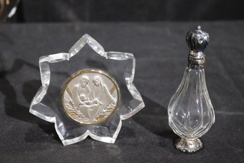 Sterling Silver Embossed Miniature Plaque In Star And Bottle