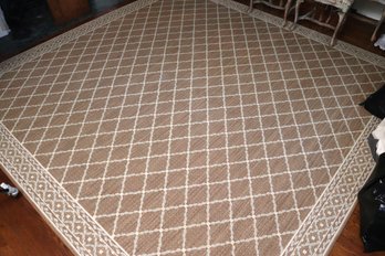 Stark Carpet Custom Made Wool Area Rug In A Diamond Pattern, Light Brown And Wedgwood Blue