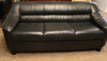 Contemporary Black Leather Sofa Great For Smaller Spaces!