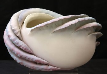 1981 Sylvia Fugmann Brongo Organic Ceramic Pottery Vase With Petal Design