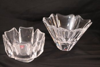 Set Of 2 Gorgeous Signed Orrefors Crystal/glass Pieces Including Orion And Corona Bowls