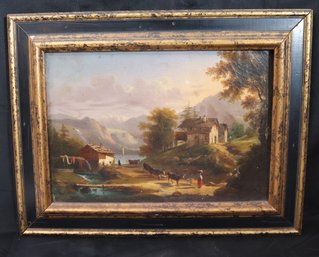 Charming Antique Landscape Painting Signed By The Artist In The Lower Left Corner