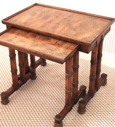 Pair Of Vintage 1970s Heritage Furniture Burl Walnut Nesting Tables