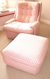 Selig Imperial Checkered Arm Chair With Rolled Arms & Ottoman