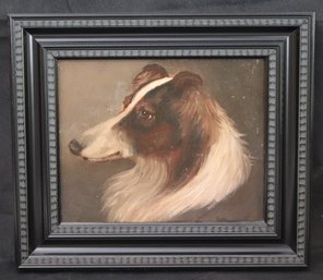 Signed Vintage Collie Dog Portrait Painting In Frame Signed By The Artist G. Earl