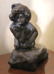 Signed RH Recchia 1914 MFA Cast Plaster/ Resin Sculpture In A Bronze Finish