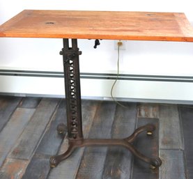 Vintage Drafting Table With Ornate Metal Base