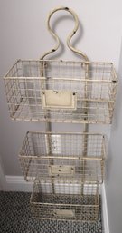 Three Basket Metal Wall Hanging For Magazines And/ Or Letter Holder