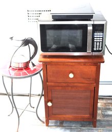 Great For Small Apartment Or College Avanti Hot Plate, Hamilton Beach Microwave, Wood Stand, Electric Ket