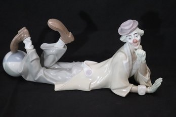 Lladro Glazed Porcelain Clown With Beach Ball.
