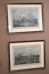 Pair Of Vintage Framed Equestrian Prints Including Full Cry & Going To Cover - H. Alken & C. Bentl
