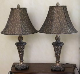 Pair Of Carved Resin Table Lamps By Anthony California