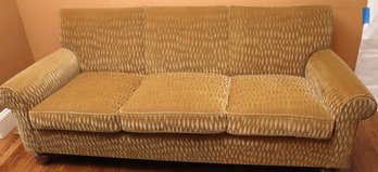 Custom Gold Tone Sofa With Stylish Mohair Upholstery This Sofa Is In Good Clean Condition