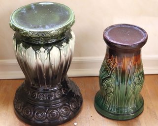 Majolica Style Jardinire/ Pedestals