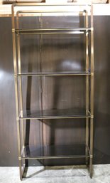 Paul M Jones Bronze Etagere With Smoke Glass Toned Shelves