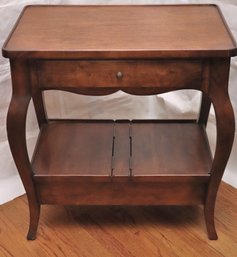 French Style Mahogany Side Table With Hidden Storage Compartments On The Bottom Shelf