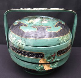 Traditional Style Chinese Painted Wedding Basket With Handle